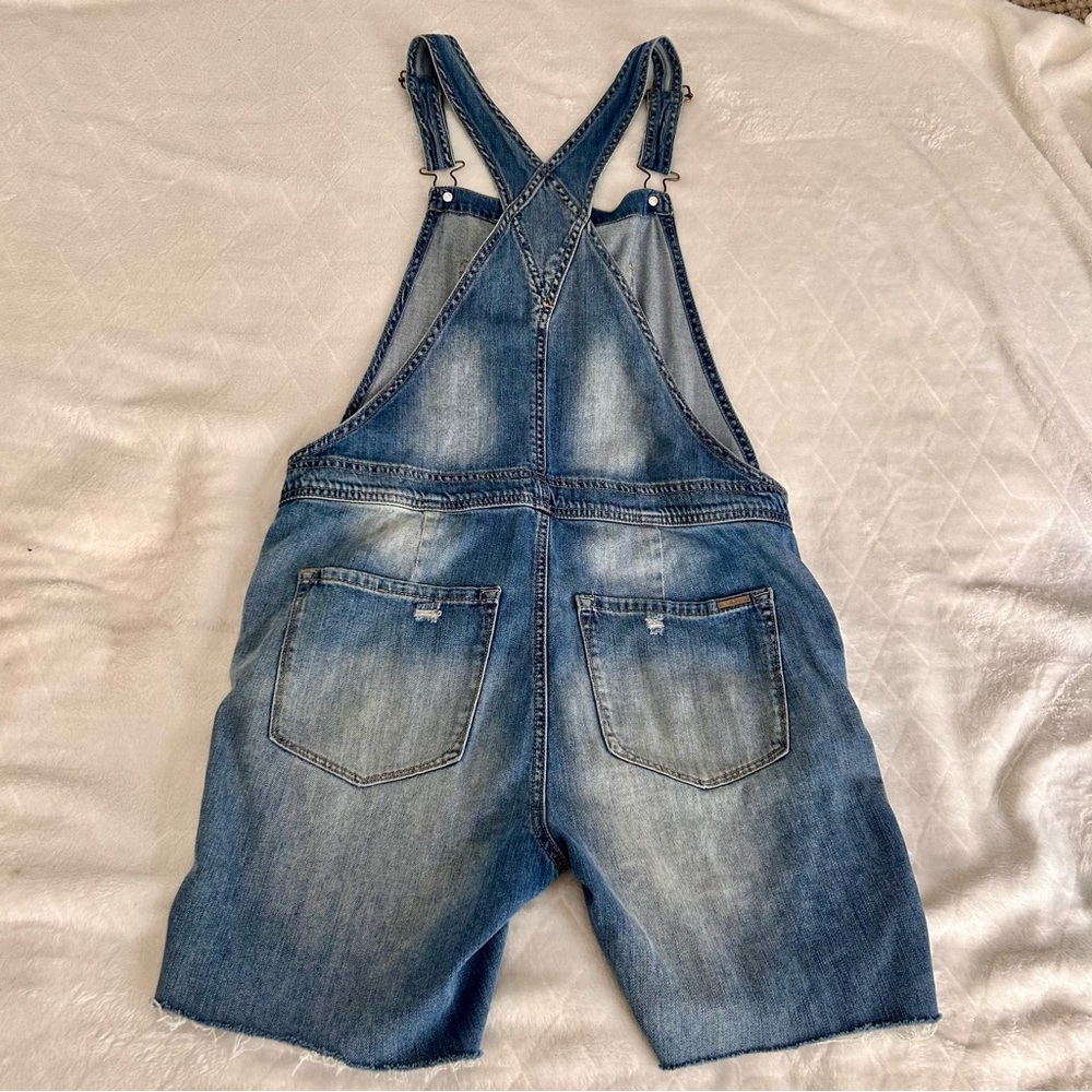 Insane Gene LA Jeans short overall Shortalls medium wash Distressed Size Medium - Picture 10 of 14